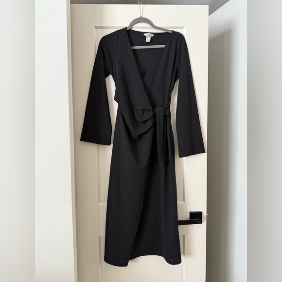 H&M midi black wrap dress size small - Picture 2 of 5